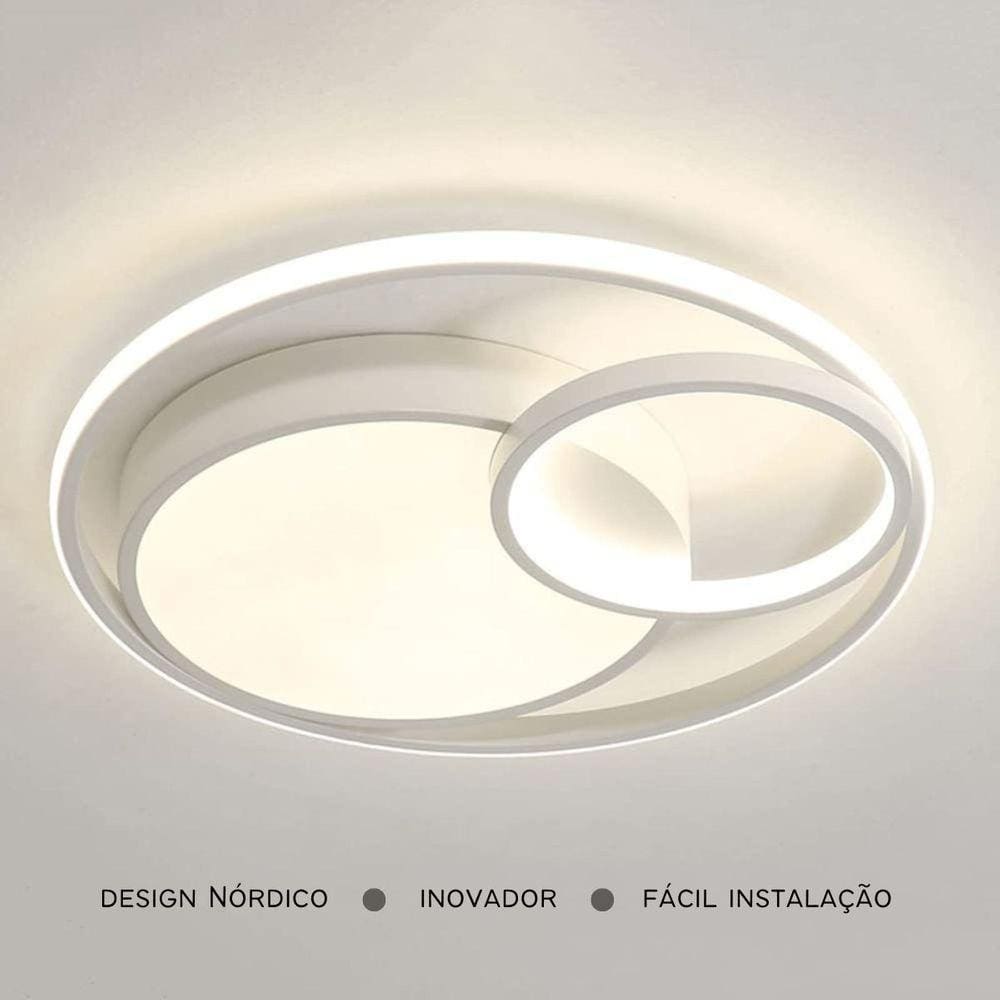 Luminária de LED de sobrepor redonda Bivolt 30W 3 em 1 com luz central dupla