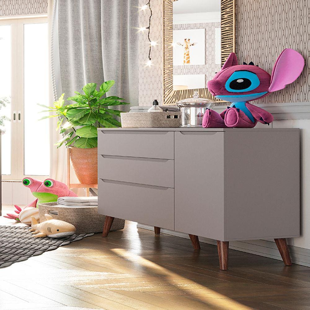 Cômoda Infantil Sapateira Retrô Smart Fiorello Cor Cinza