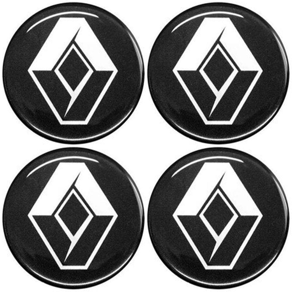 Jogo Emblema Calota Preto Cromado 48mm Renault 2014