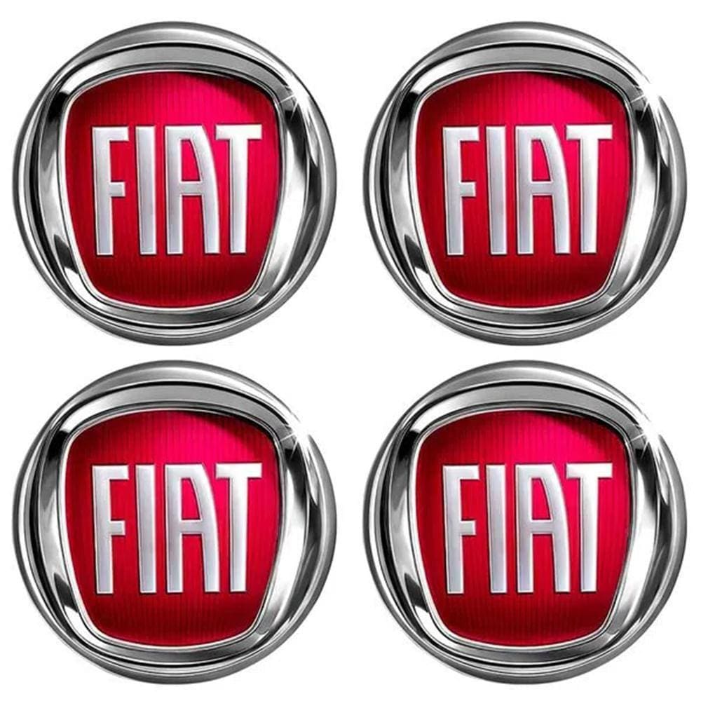 Jogo Emblema Calota Cromado Vermelho 48mm Fiat 2006