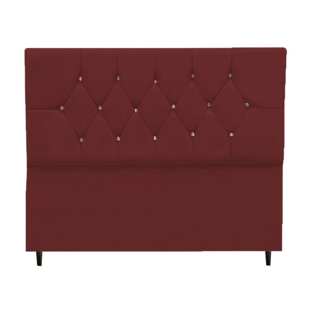 Cabeceira Cama Estofada Box Queen 160 Cm Geovana Suede Bordô