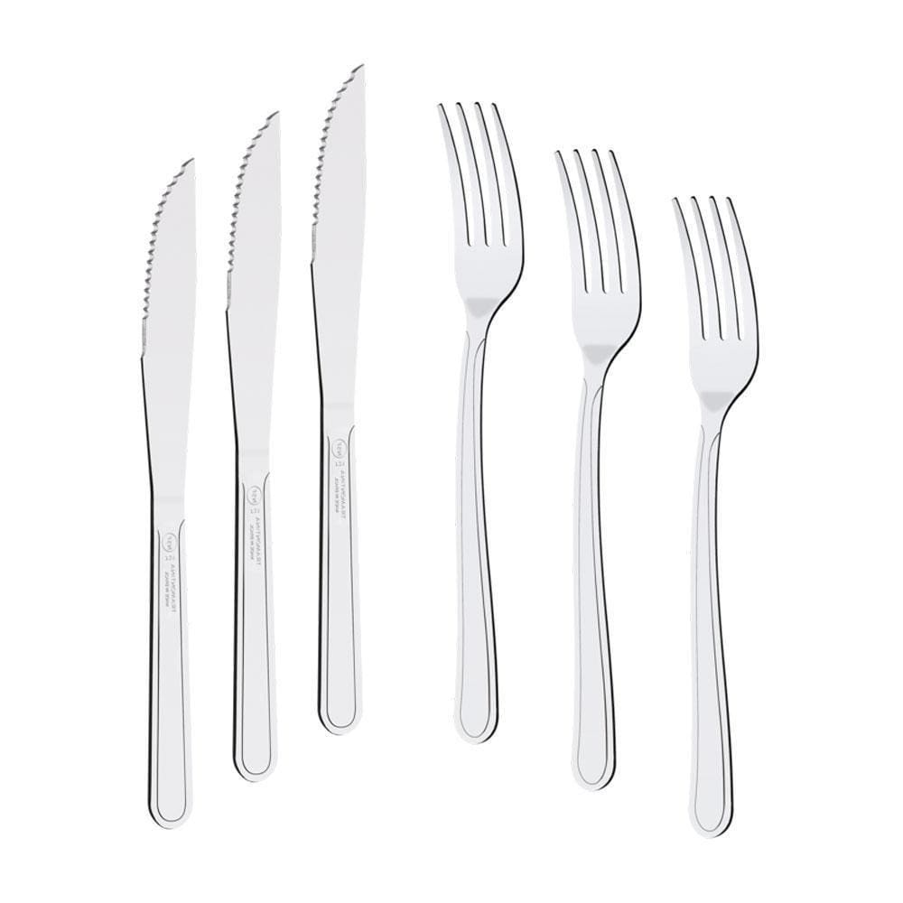 Kit - Jogo De Faca E Garfo Buzios 72 Peças Em Aço Inox Ibag - Tramontina