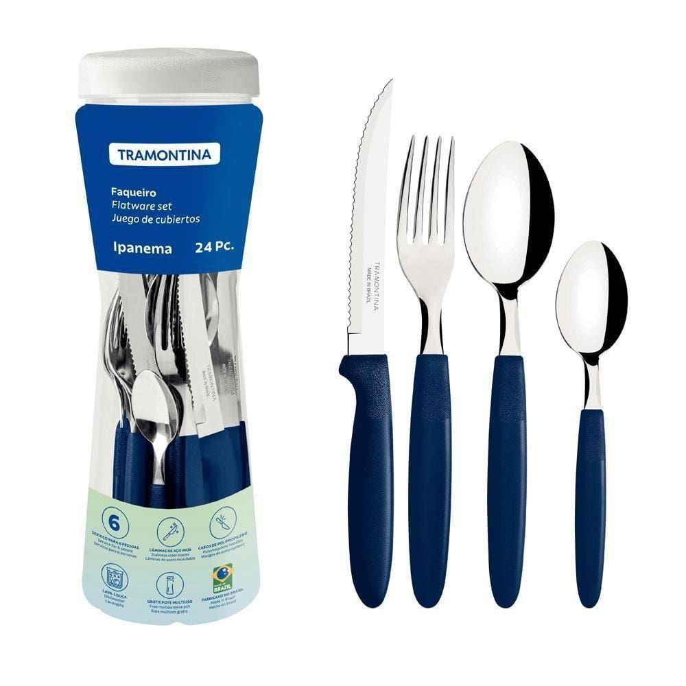 Conjunto Faqueiro 24 Peças Ipanema Lâmina Inox Cabo Azul - Tramontina 23399191