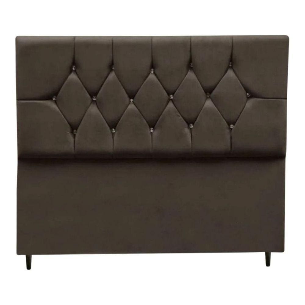 Cabeceira Cama Box Estofada Casal 140cm Geovana Suede Marrom