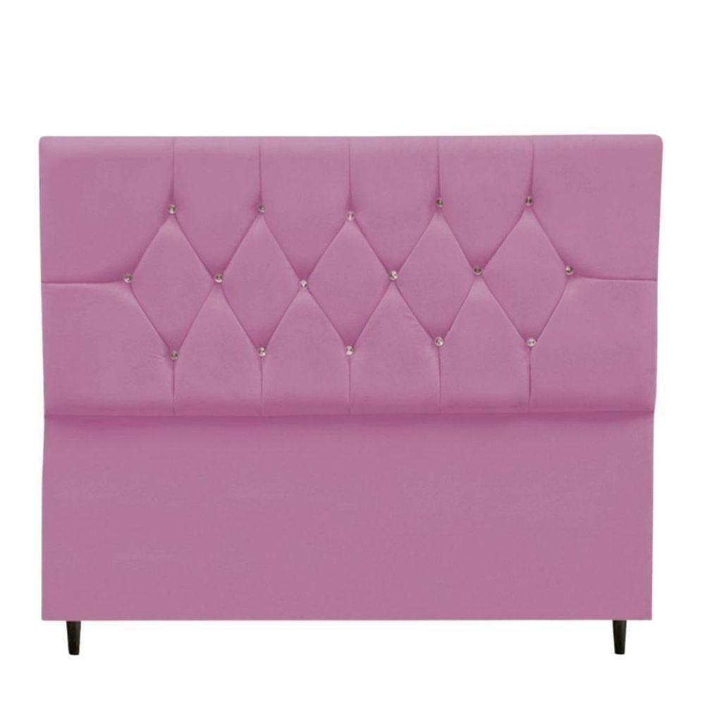 Cabeceira Cama Estofada Box Queen 160 Cm Geovana Suede Rosê