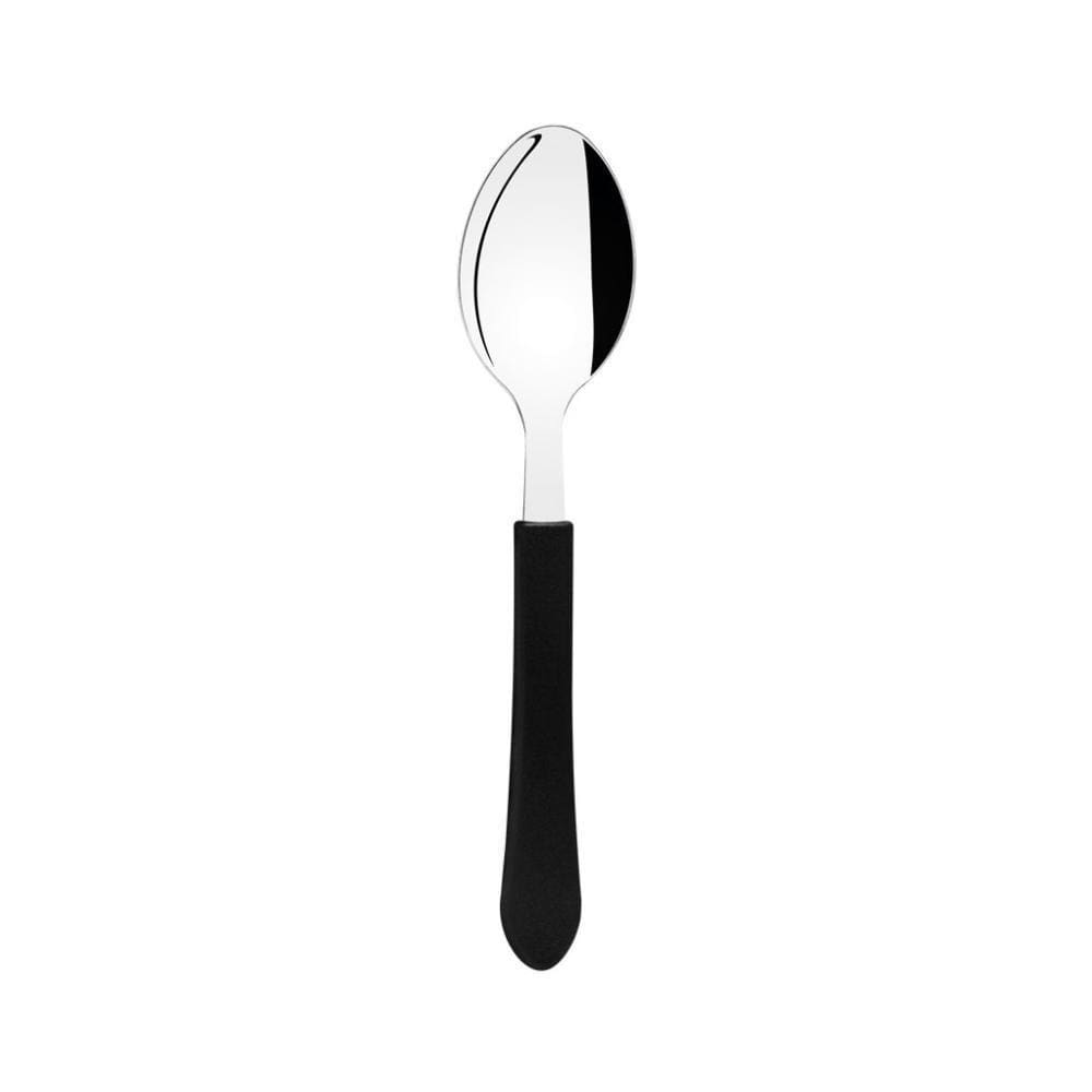 Kit - 12 Colheres De Sobremesa Leme Com Lâmina Em Aço Inox Cabo Preto Cspbag - Tramontina
