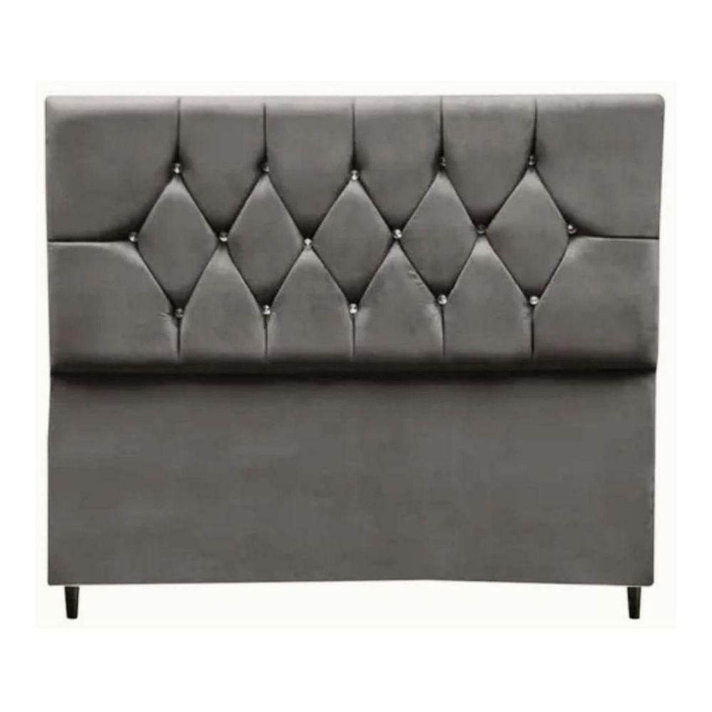 Cabeceira Box Estofada Solteiro 90 Cm Geovana Suede Cinza