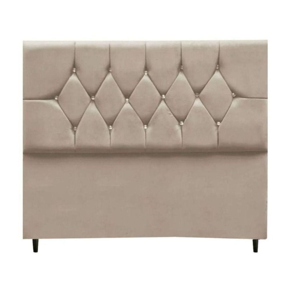Cabeceira Cama Box Estofada Queen 160 Cm Geovana Suede Bege