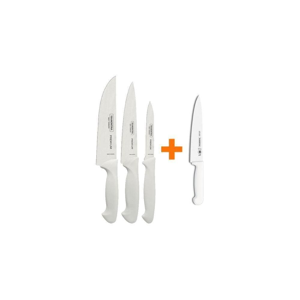 Kit - Faqueiro Premium 3 Peças + 1 Faca De Carne Profissional 6 Pol - Tramontina