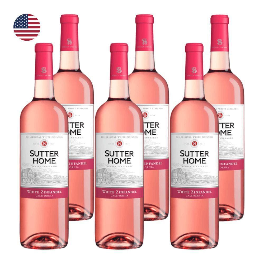 Kit 6 Vinhos Trinchero Sutter Home White Zinfandel Rosé EUA 750ml