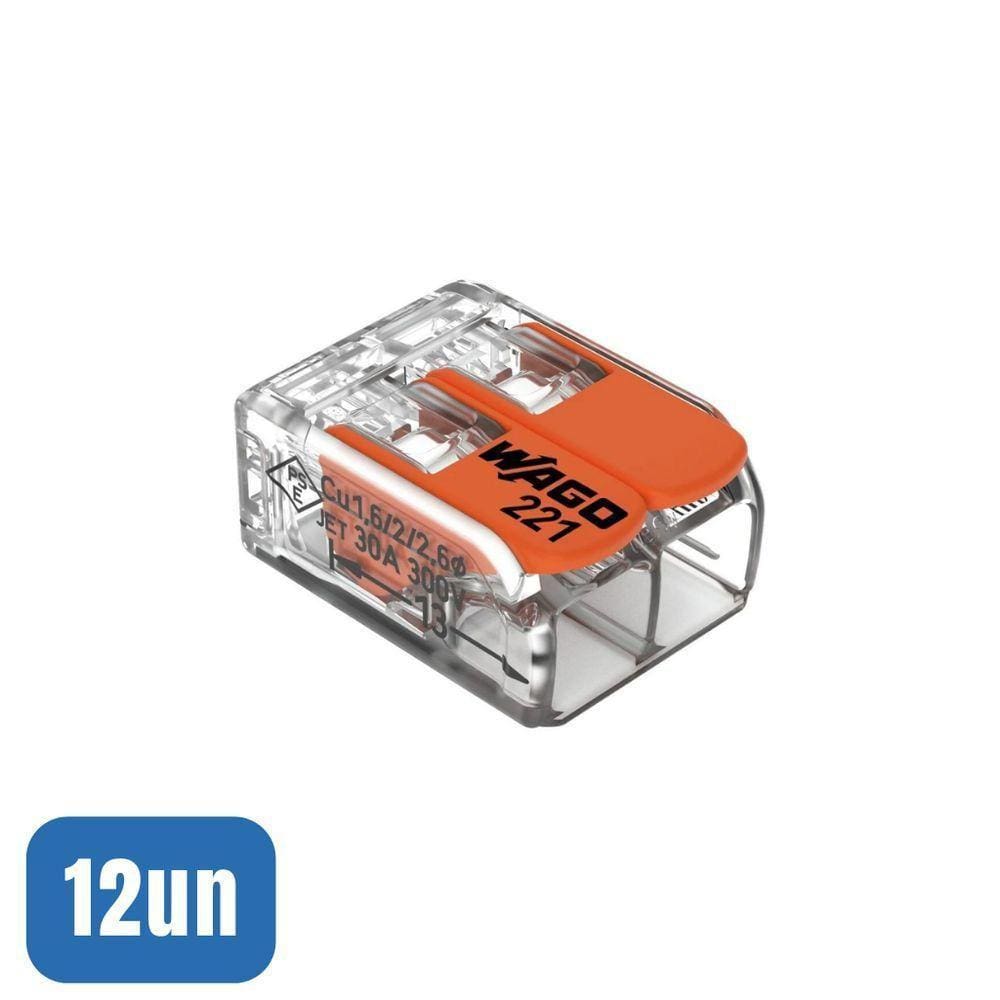 12 Conectores Automáticos Até 6,0mm 2 Polos 41a 221-612 - Wago