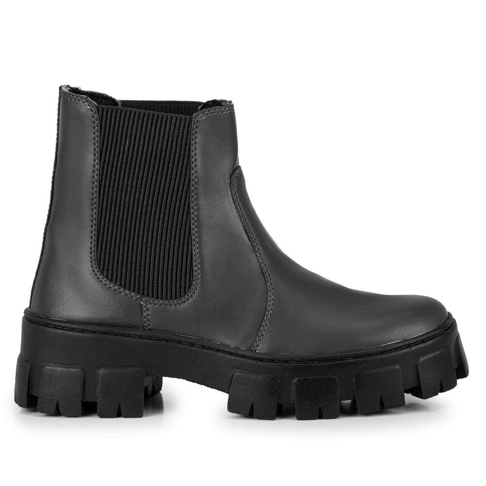 Bota Feminina Coturno Tratorado Cano Medio Elastico - Preto