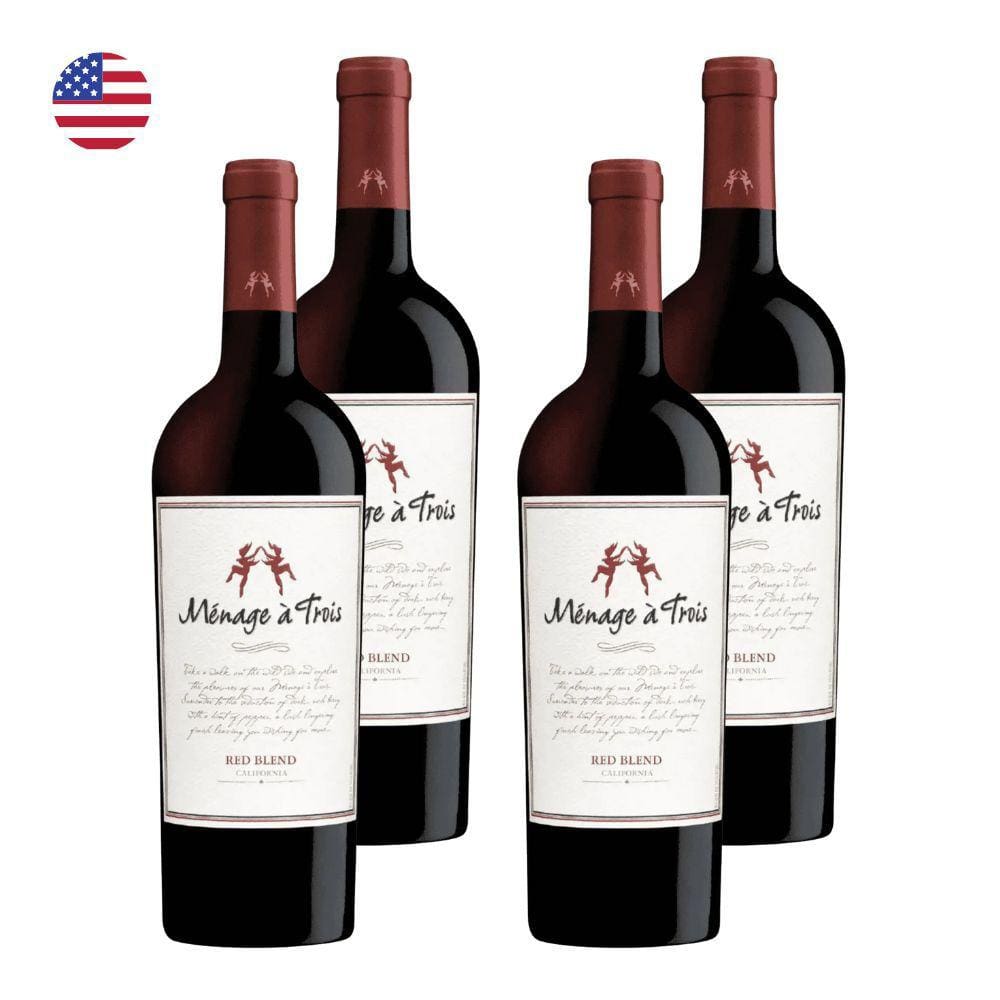 Kit 4 Vinhos Trinchero Ménage à Trois Red Blend Tinto EUA 750ml
