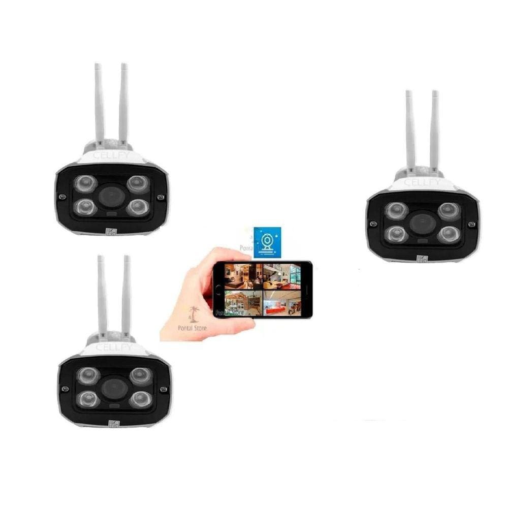 Kit 3 Câmeras Ip Wifi Externa 2 Antenas 1080p Full hd Remoto Acesso