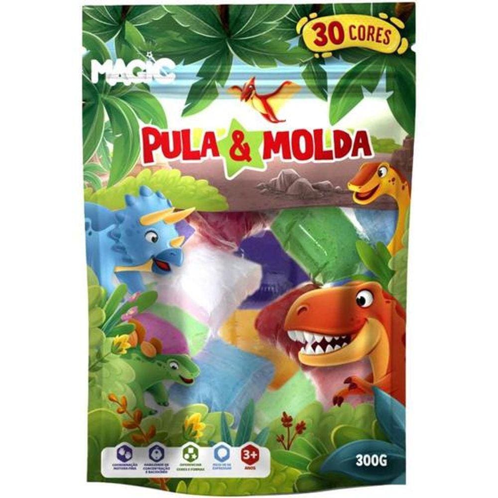 Massa para Modelar Criativa Dino 300G com 30 Cores - Magic KIDS