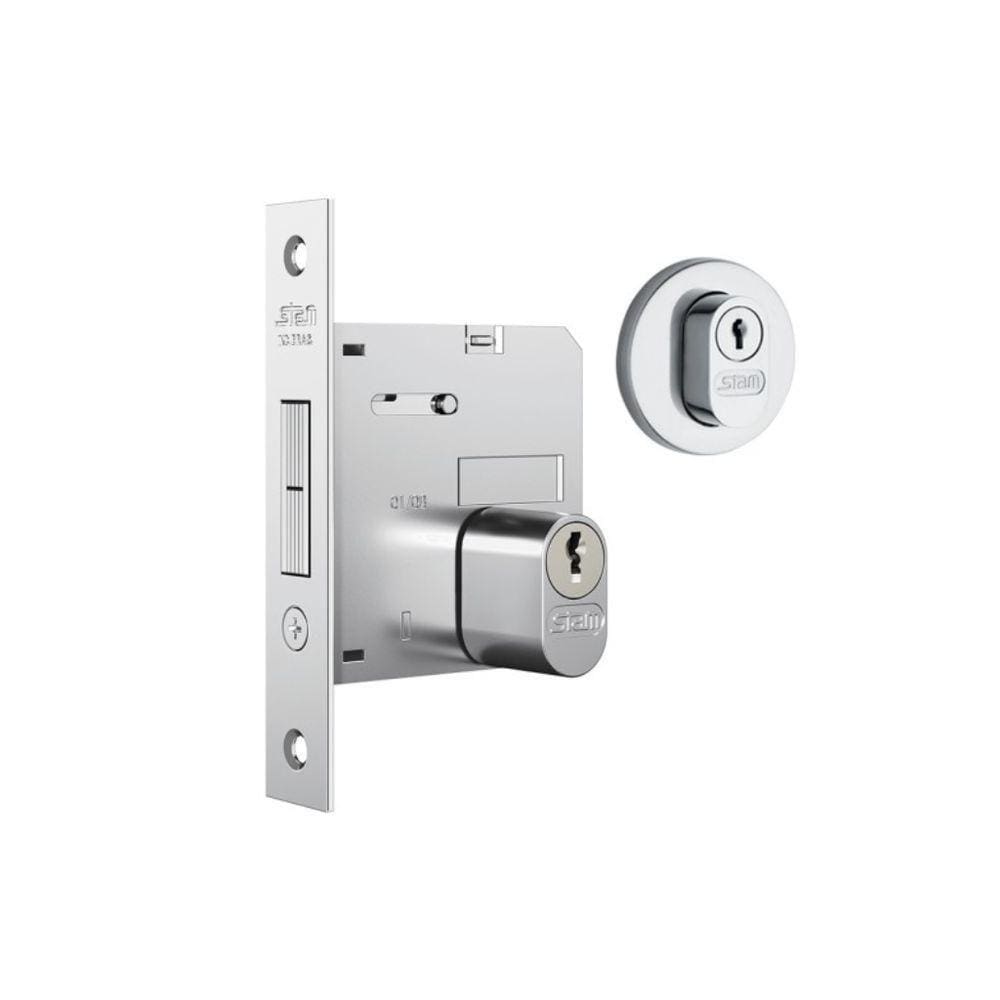 Fechadura 1006 Para Porta De Correr Cromado Externa - Stam Redondo