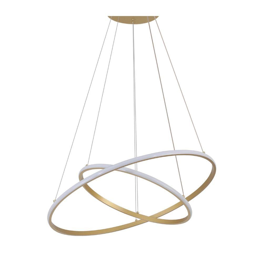 Pendente 2 Anéis Inverse Dourado 60cm Led 48W Bivolt