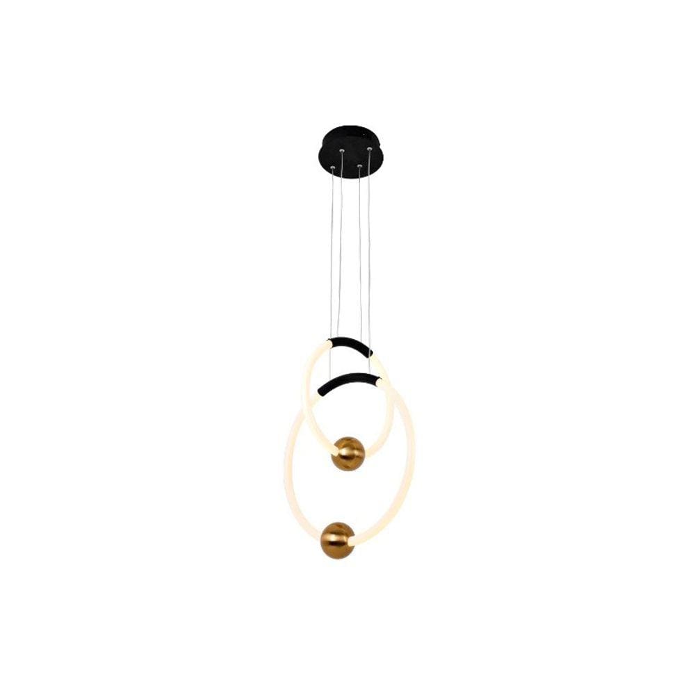 Pendente Aros Preto e Dourado Led 32W 4000K Bivolt