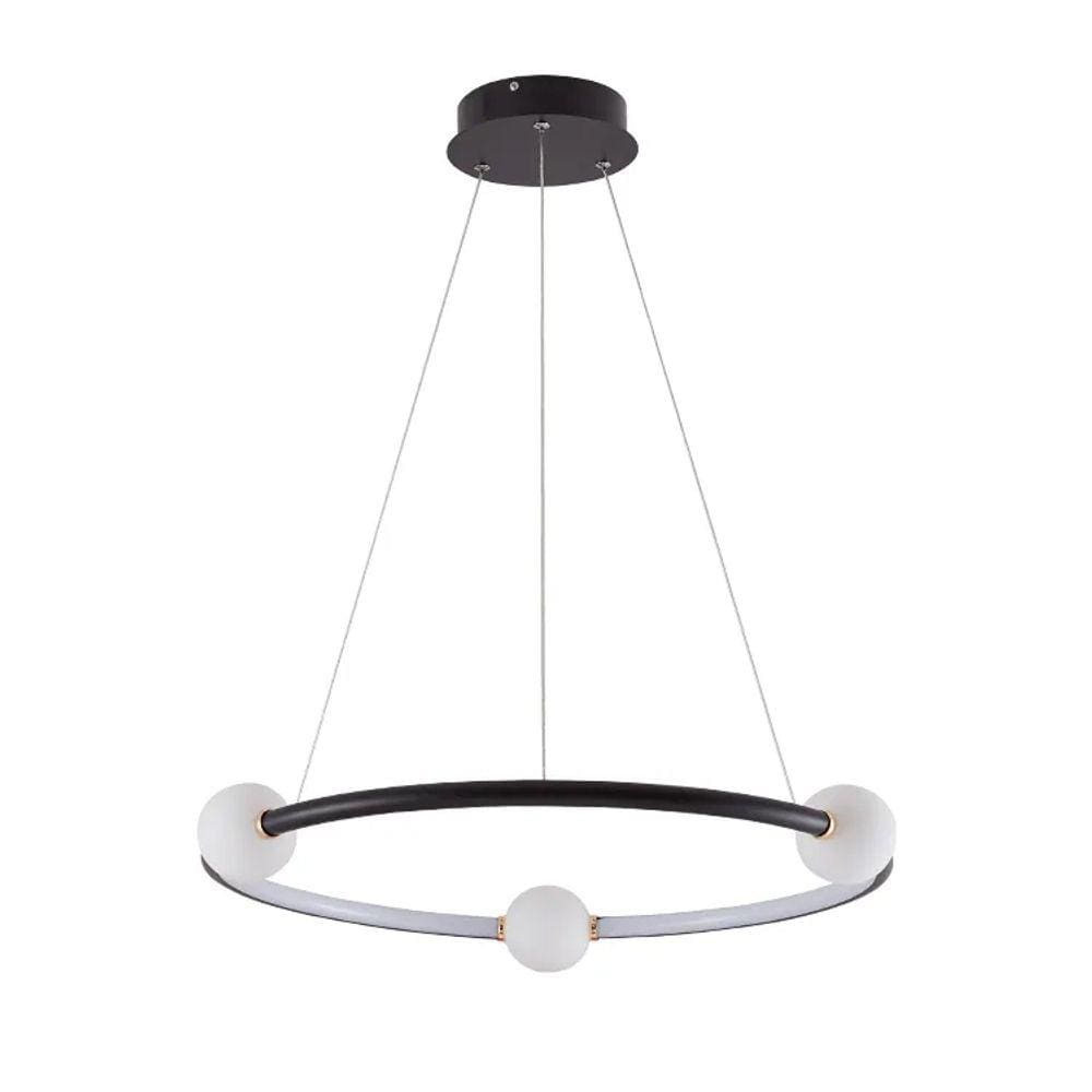 Pendente Anel com Globos Preto 62cm Led 40W 4000K Bivolt