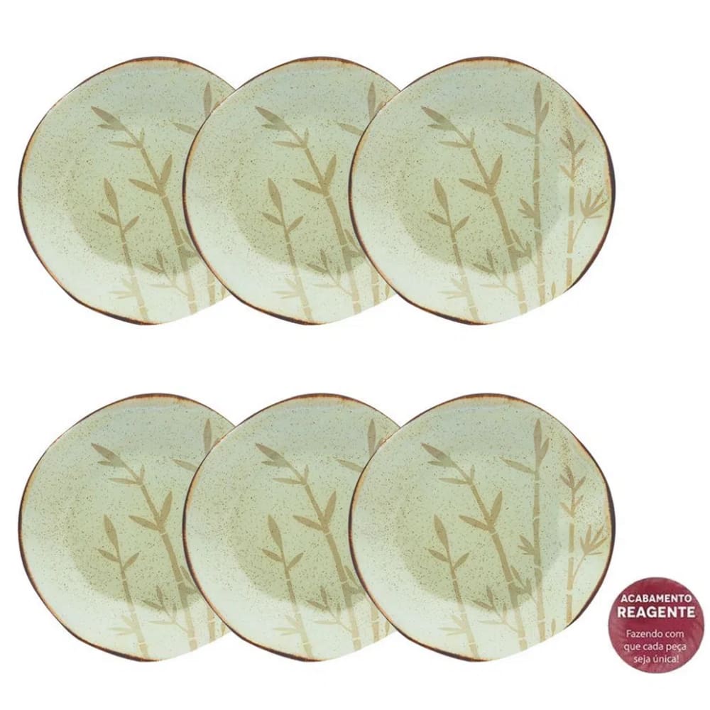 Conjunto De 6 Pratos Fundos 22,5Cm Ryo Bambu
