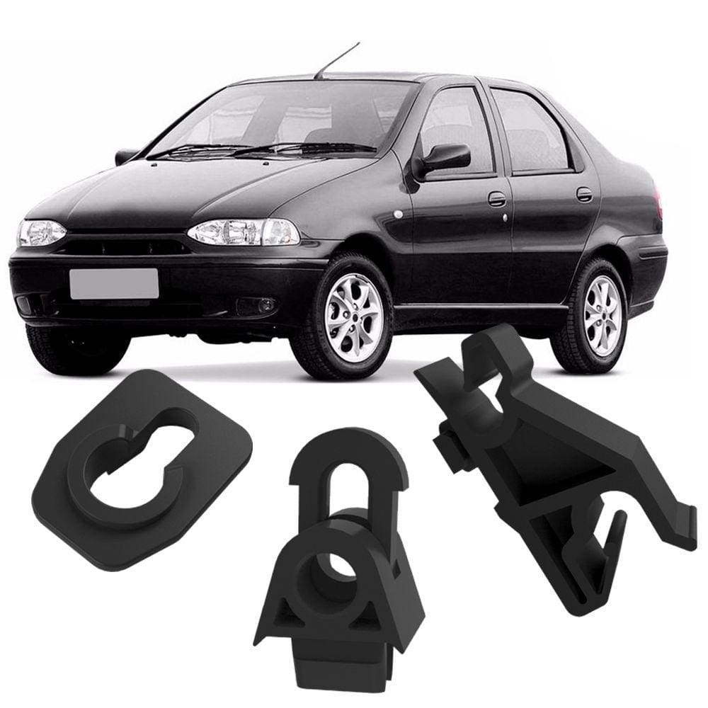 Kit Grampos Presilhas Suporte para Haste Vareta do Capô Siena G1 97 98 99 2000