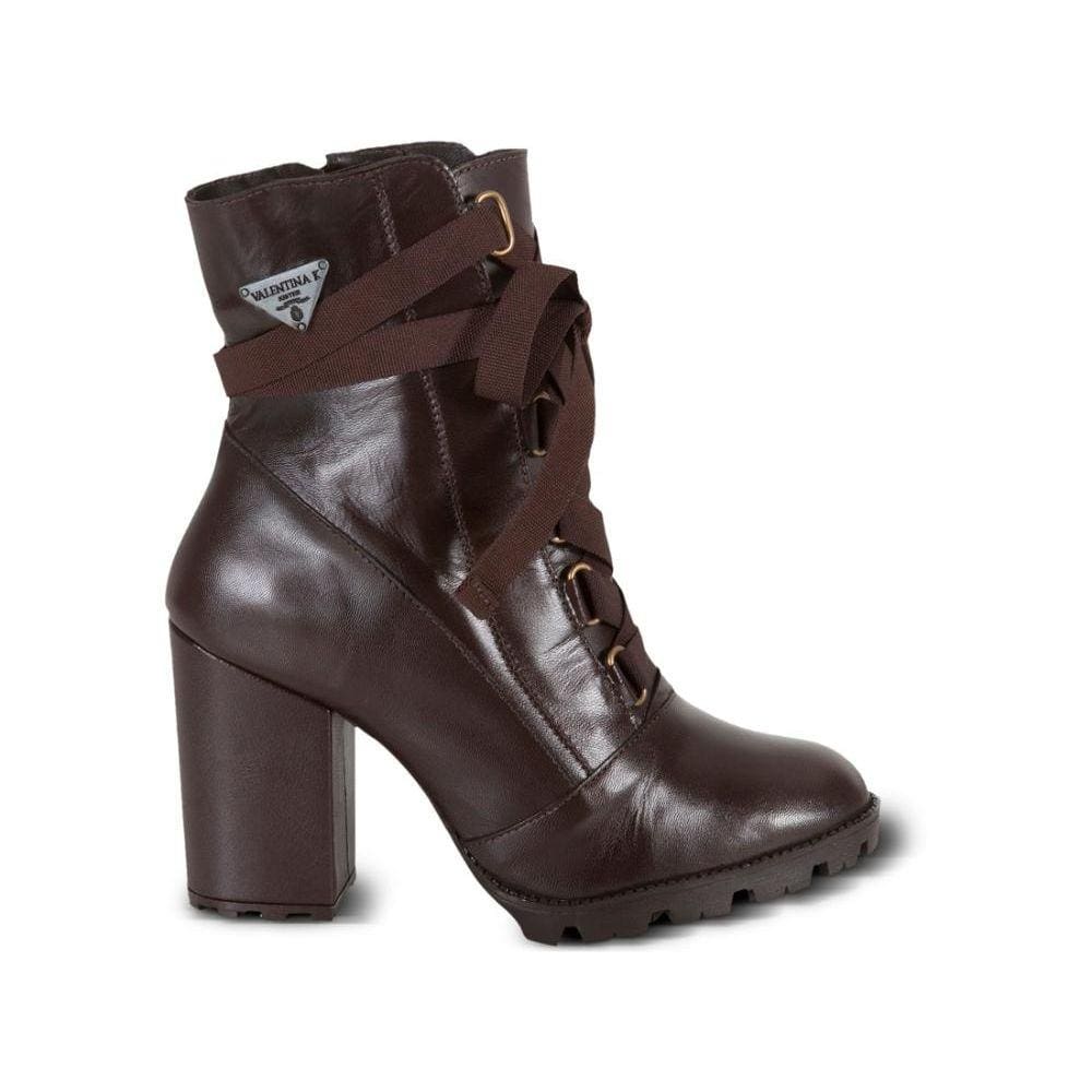 Coturno Feminino Bota Tratorado Couro Cano Curto Casual