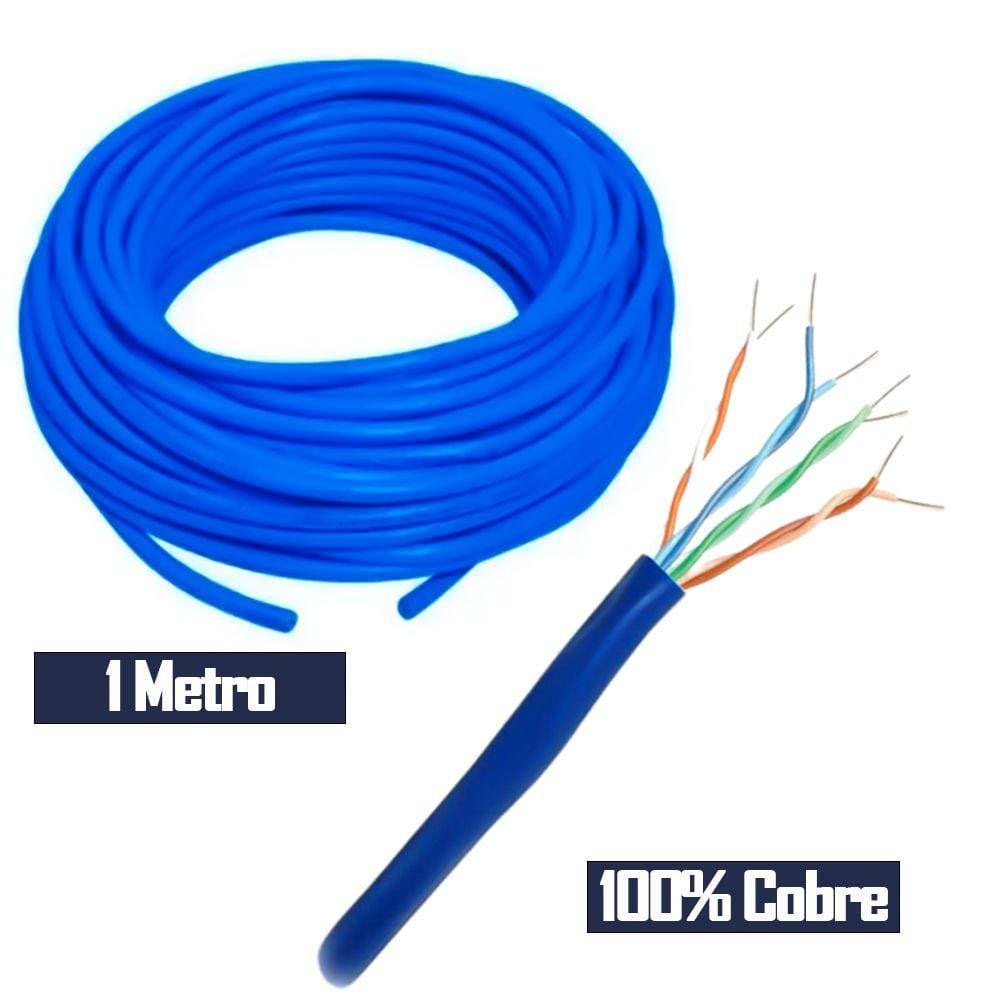 Metro de Cabo de Rede Cat6 Utp 4p 100% Cobre WEC Azul