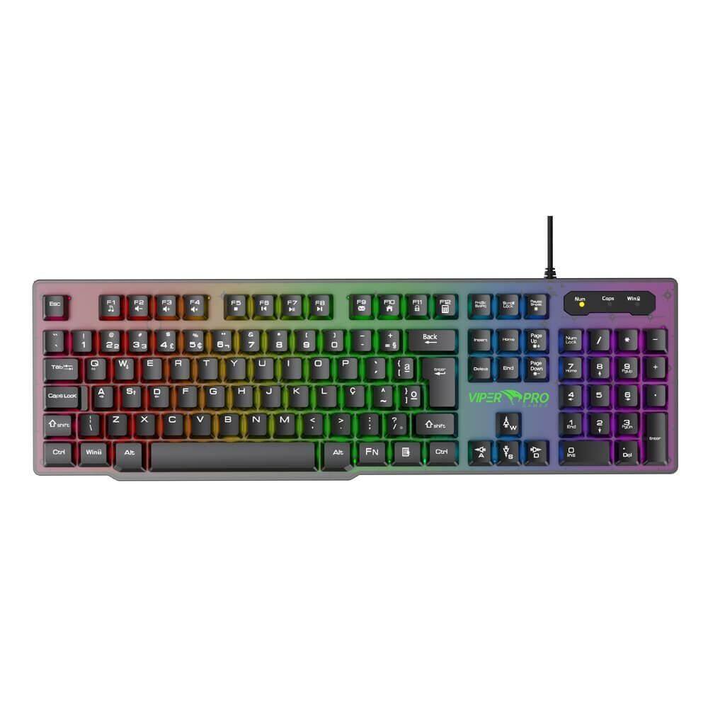 Teclado Gamer Naja Semi Mecânico Viper Pro Preto Rgb