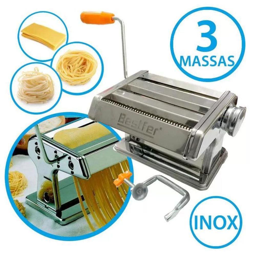 Máquina Fazer Macarrão Massas Manual Abrir Fresca Cortar