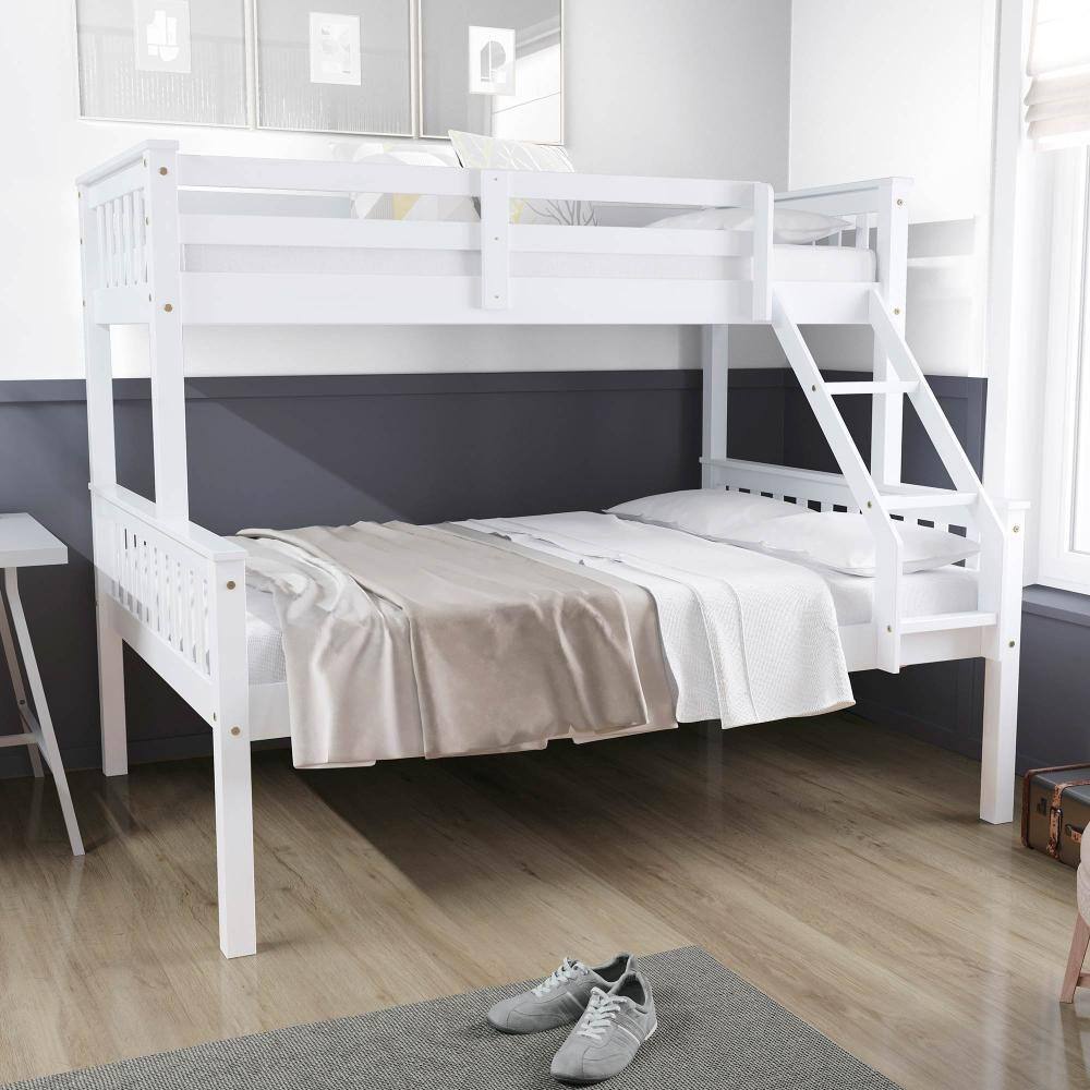 Beliche com Cama Casal Madeira Maciça Branco Mobilistore