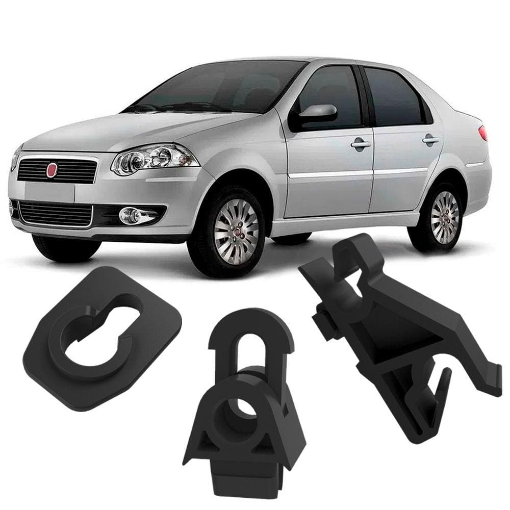 Kit Grampos Presilhas Para Haste Vareta do Capô Siena G4 2008 2009 2010 2011 2012