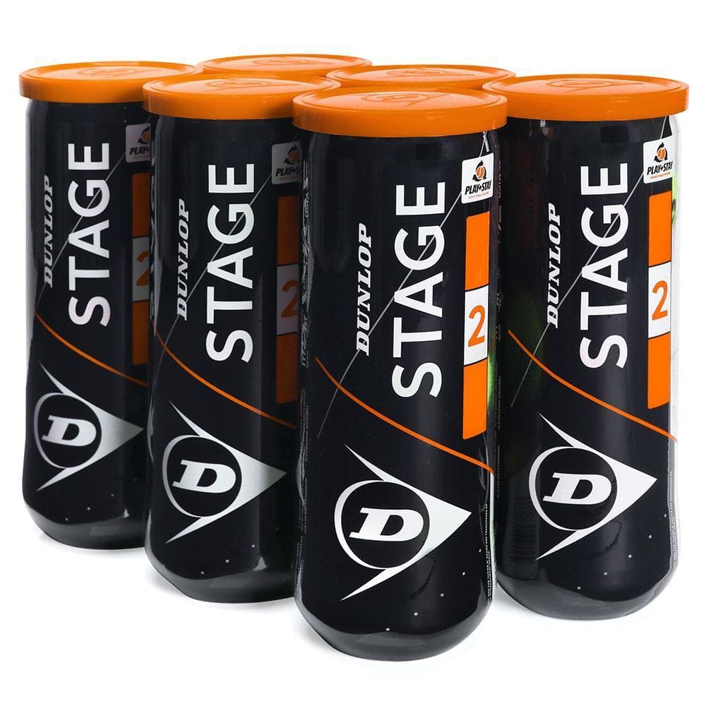 Bola de Tênis e Beach Tennis Dunlop Stage 2 Laranja Pack com 06 Tubos