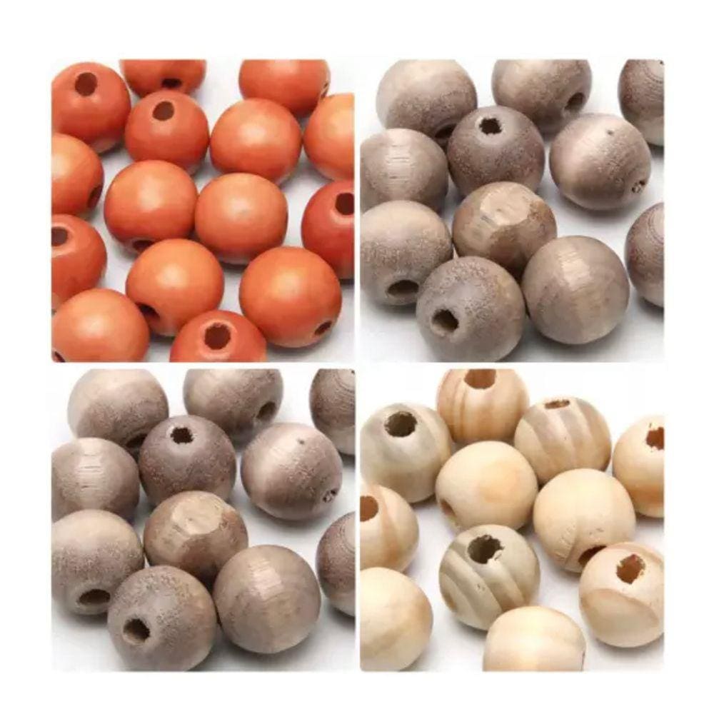 Contas Bola de Madeira 2mm com Furo 20 unidades