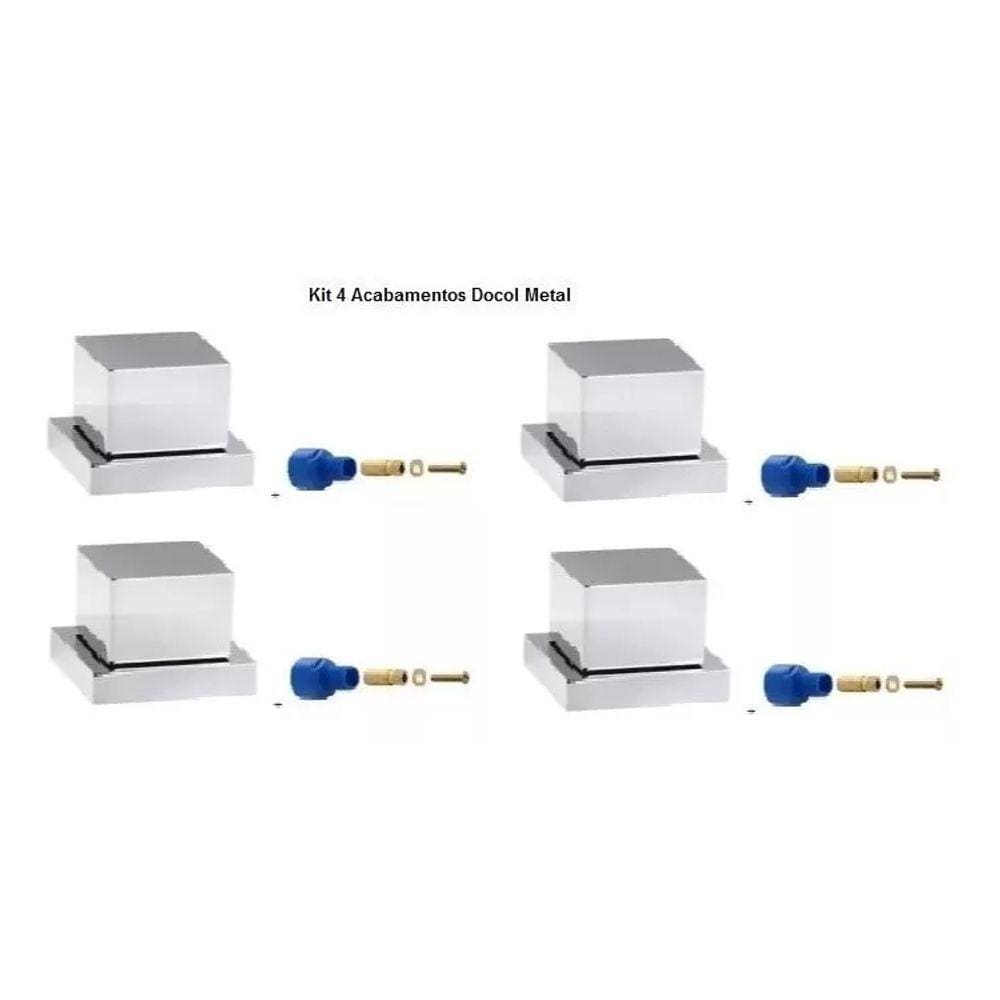 4 Acabamentos P/ Registro Quadrado 3/4 Com Adaptador Docol