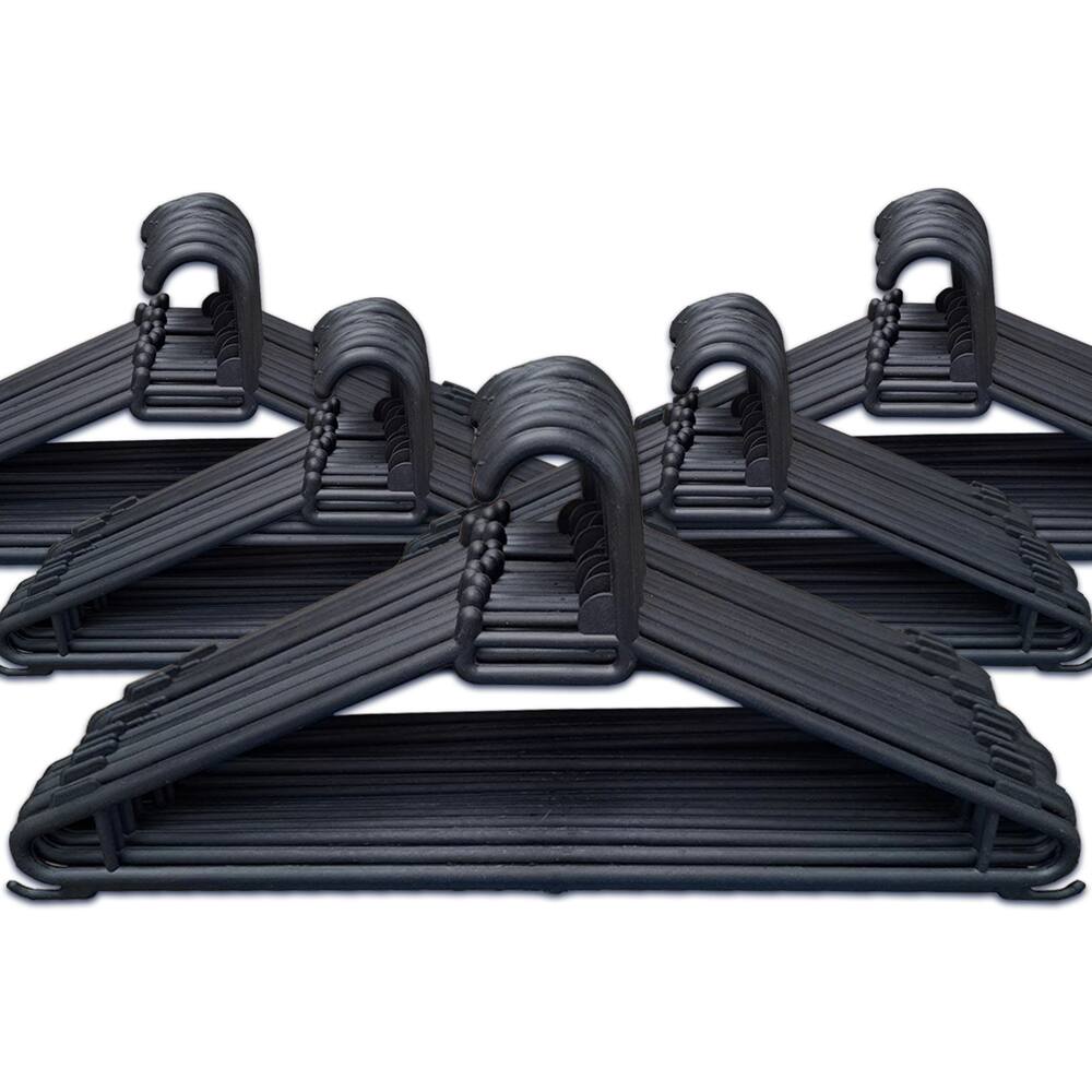 Kit 100 Cabides Adulto Organizador Resistente Preto