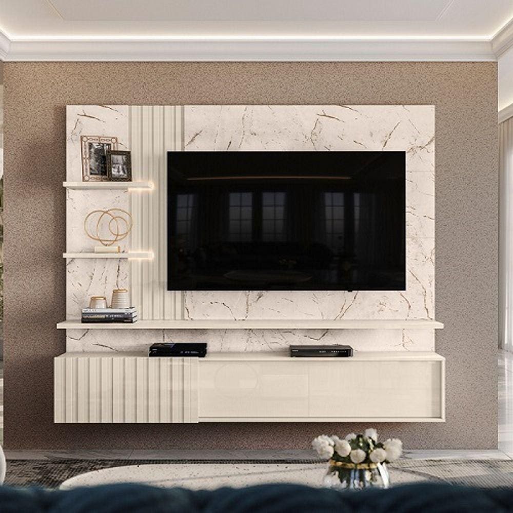 Home Theater Atena para TV de até 65 polegadas - CALACATA / OFF WHITE - Madetec