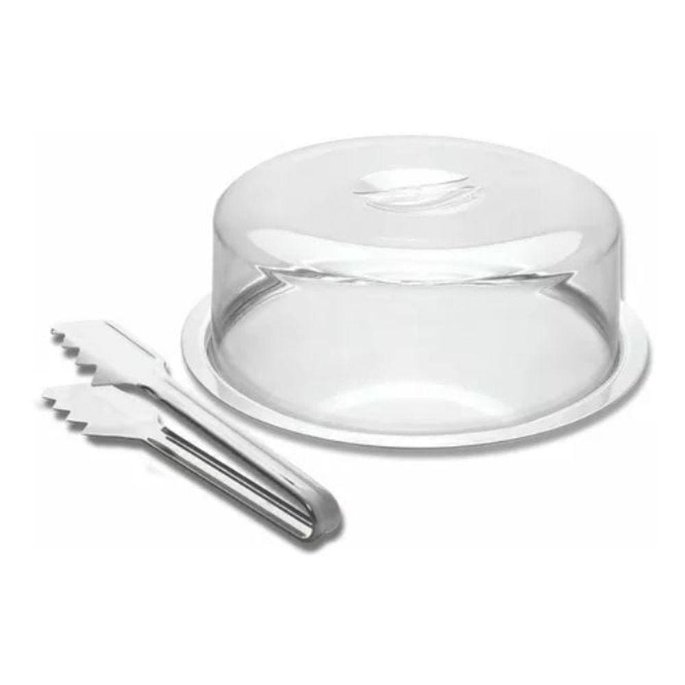 Boleira de Inox com Tampa e Pegador - 3 Peças