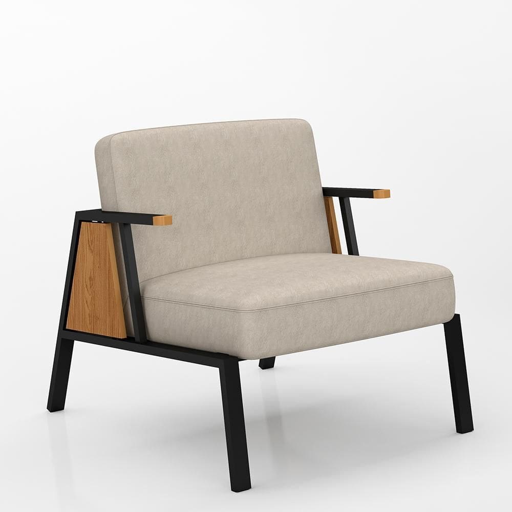 Poltrona Decorativa Newark Preto/cinamomo/bege - Móveis Arapongas