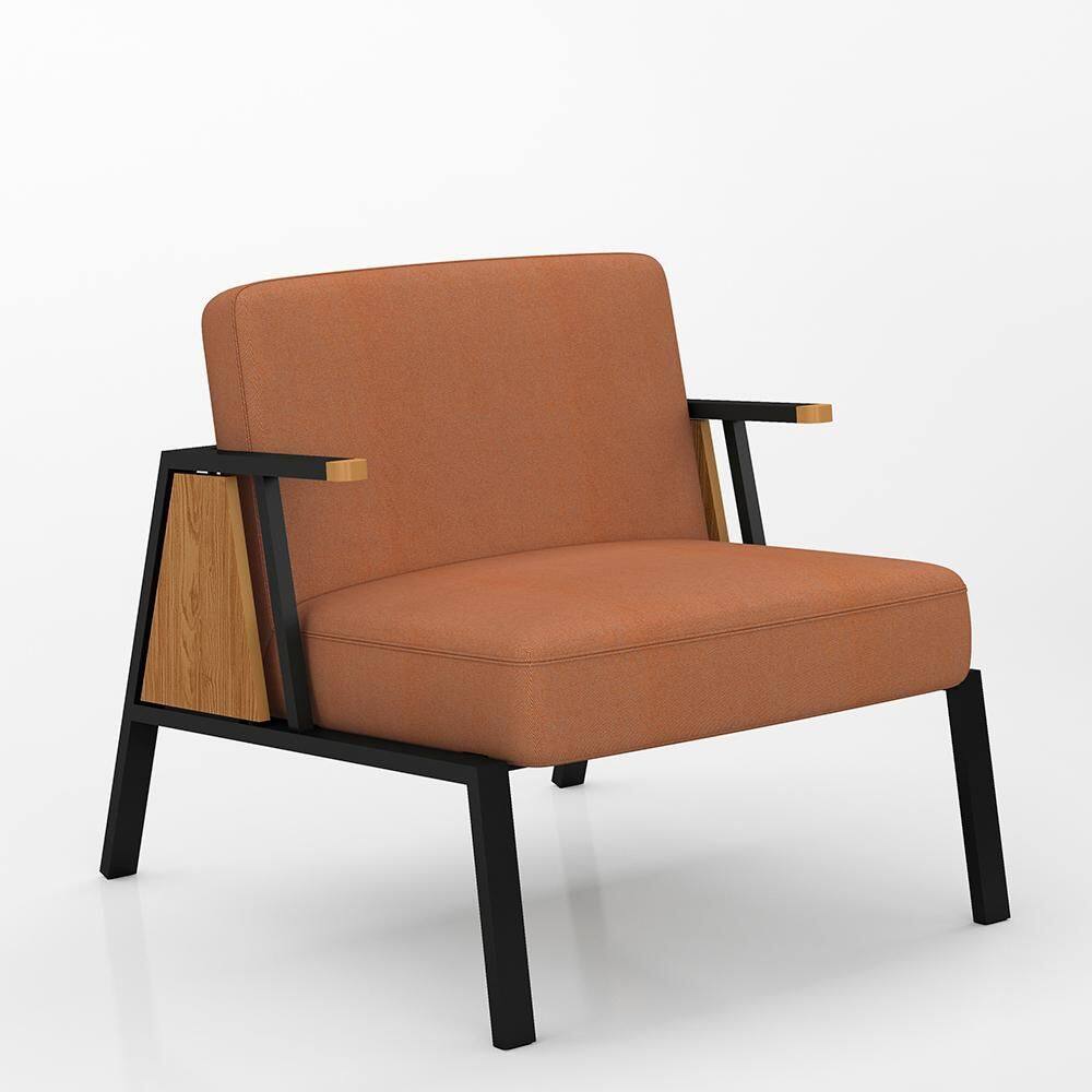 Poltrona Decorativa Newark Preto/cinamomo/terracota - Móveis Arapongas