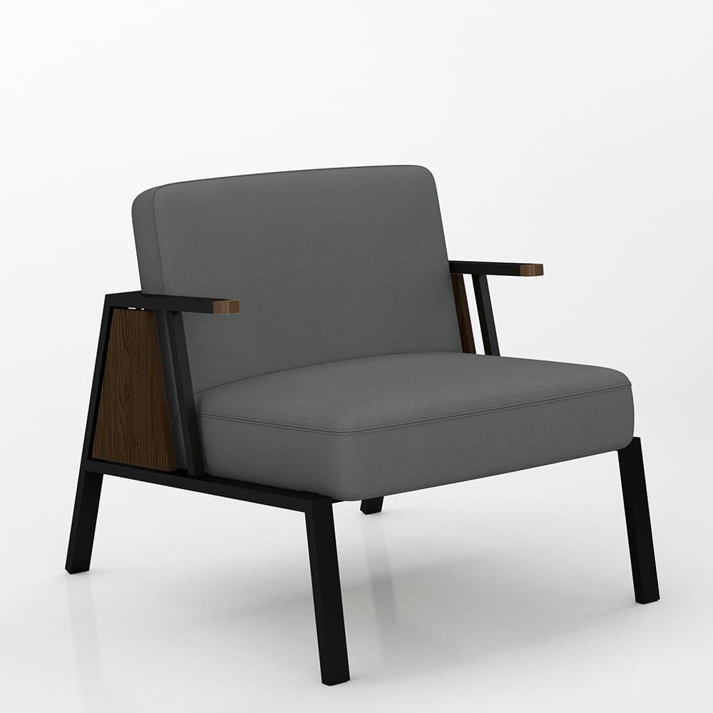 Poltrona Decorativa Newark Preto/imbuia/cinza - Móveis Arapongas