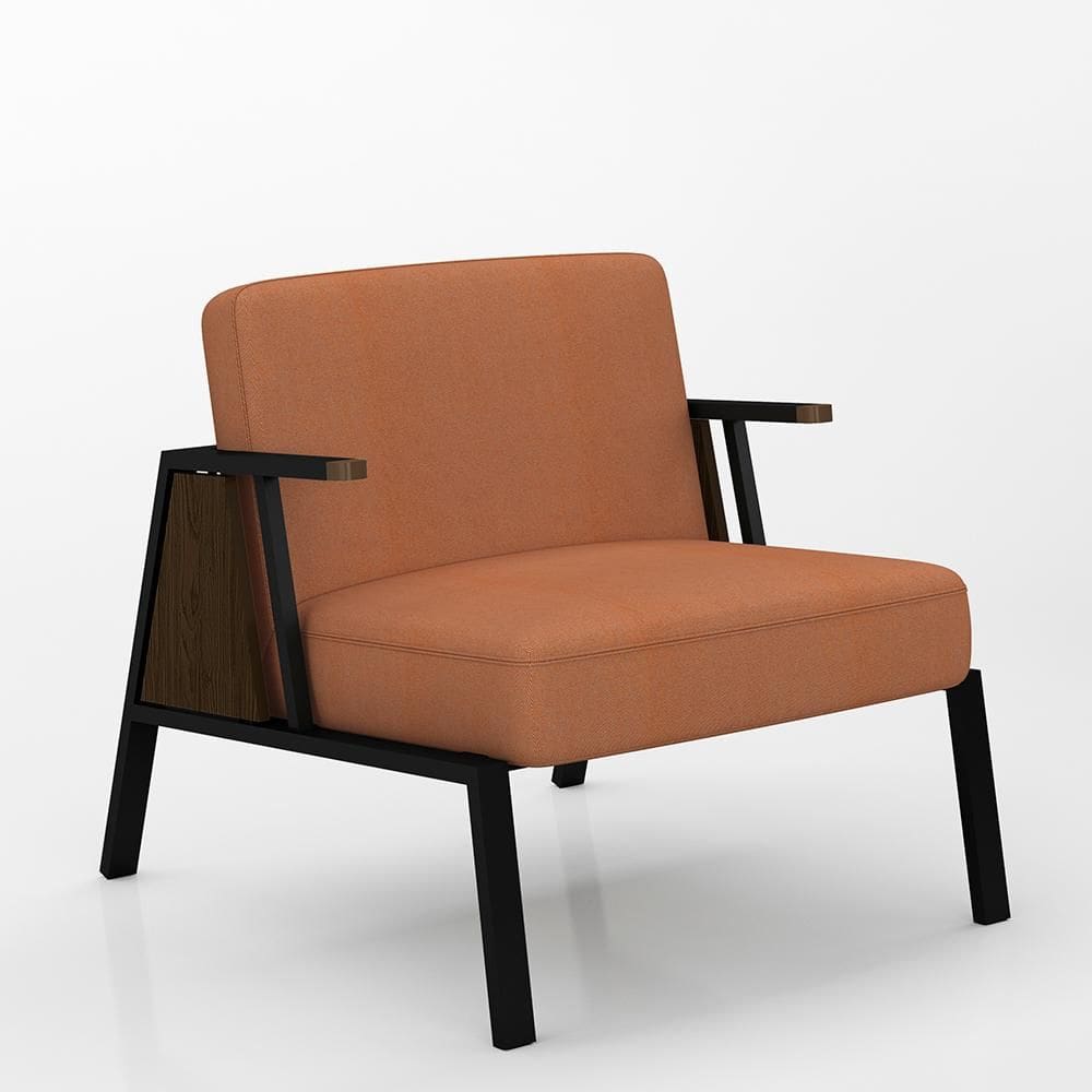 Poltrona Decorativa Newark Preto/imbuia/terracota - Móveis Arapongas