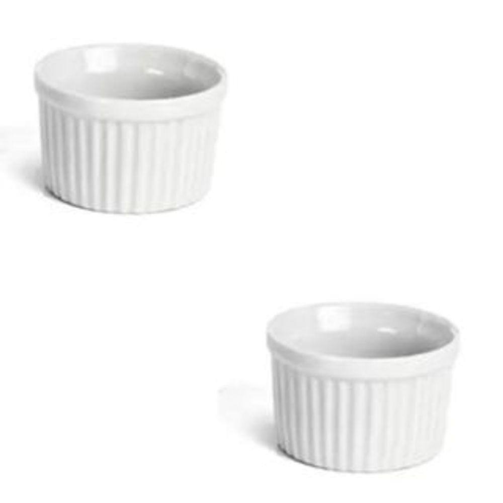 Kit 2 Ramekin Cerâmica Branco 50ml Molheira Potinho