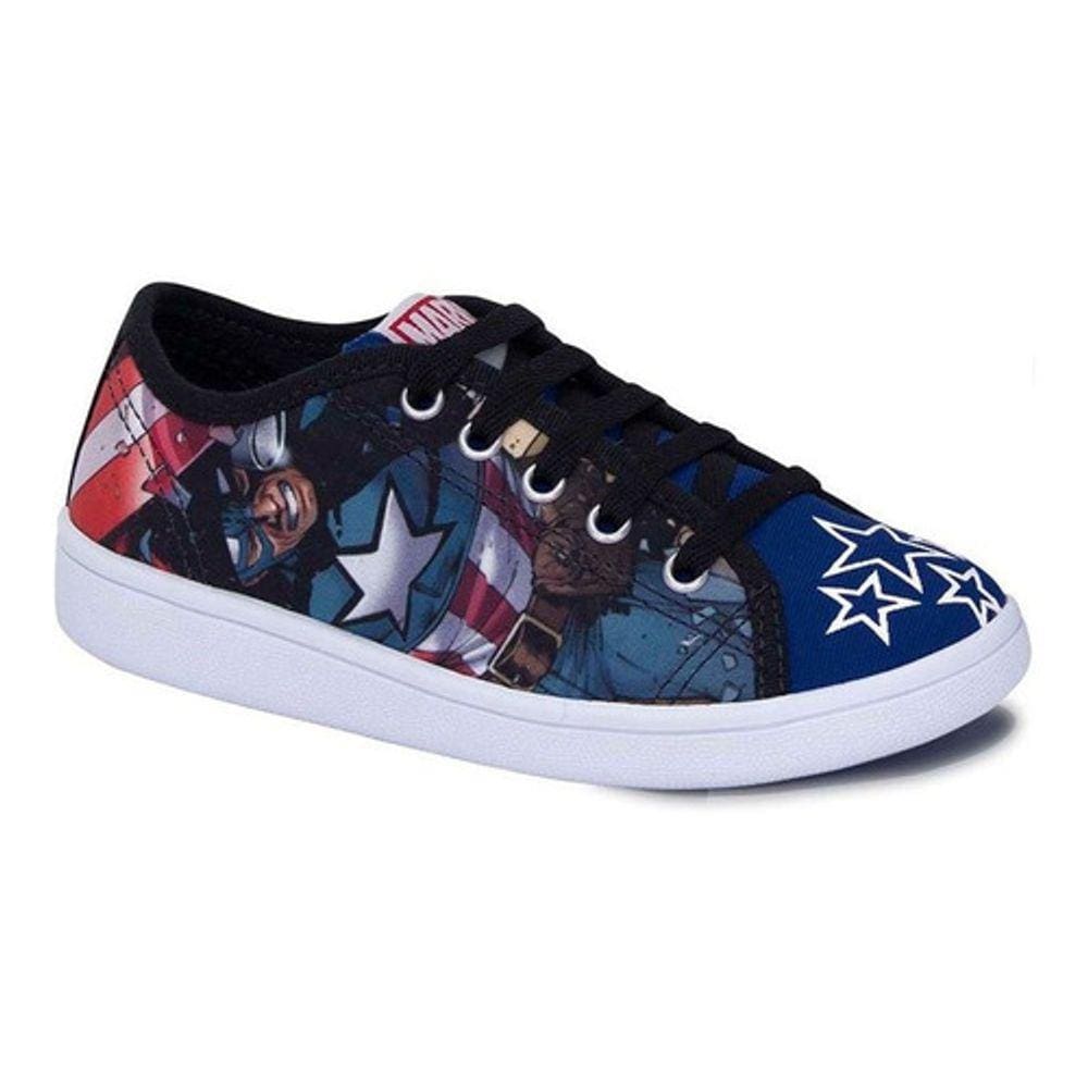 Tênis Infantil Masculino Capitão América Vingadores Marvel Nº30 Cor Azul - Sugar Shoes