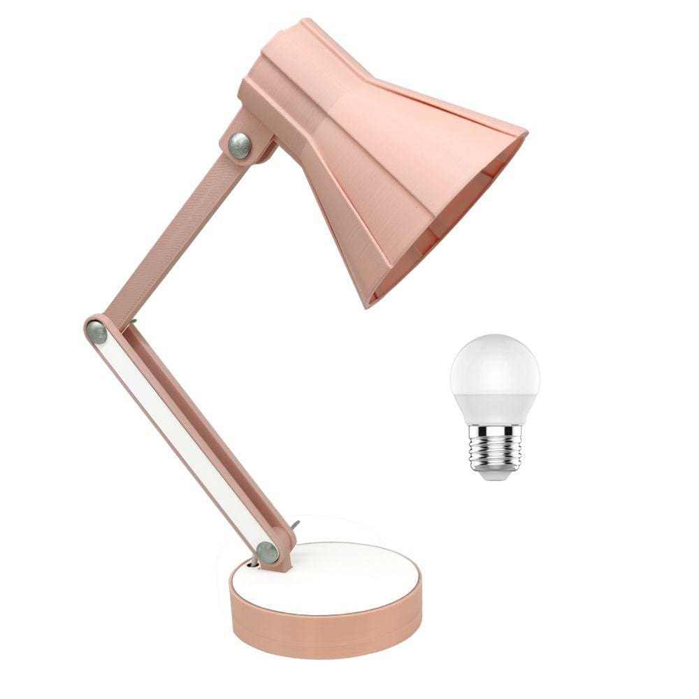 Luminária Moderna Articulada Salmão Mesa Abajur Quarto Escritório