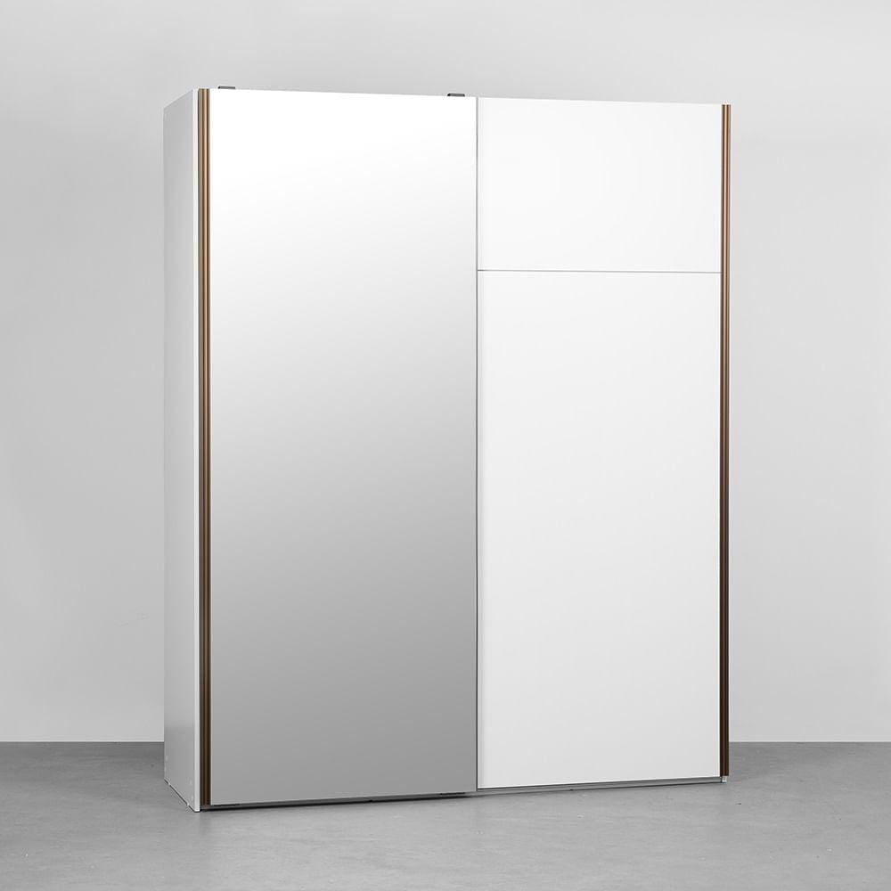 Guarda Roupa Maxx 2 Portas de Correr com 1 Espelho 1,83m - Branco e Prata