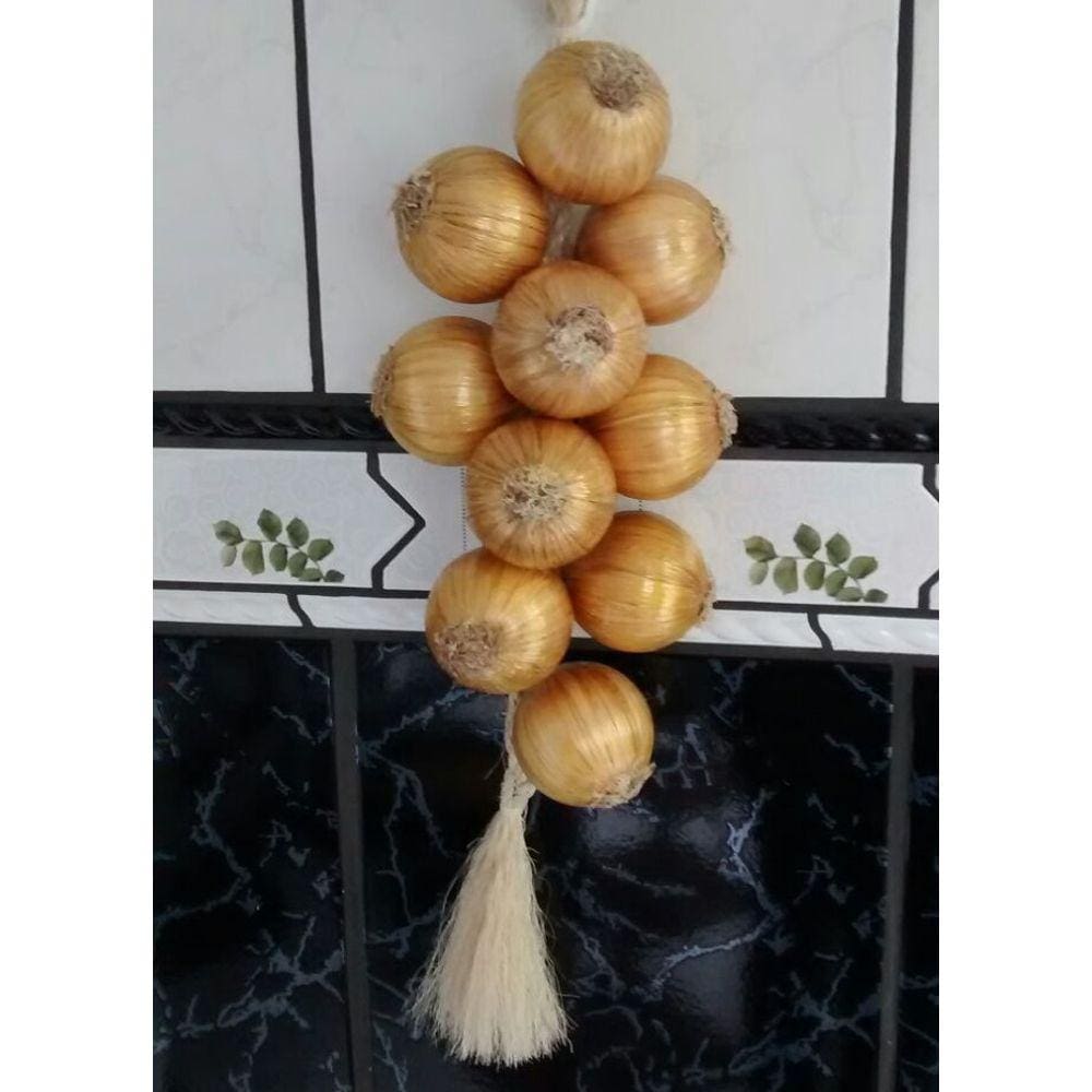 Restia ou Trança Pequena de Cebola Amarela Artificial para Decoração