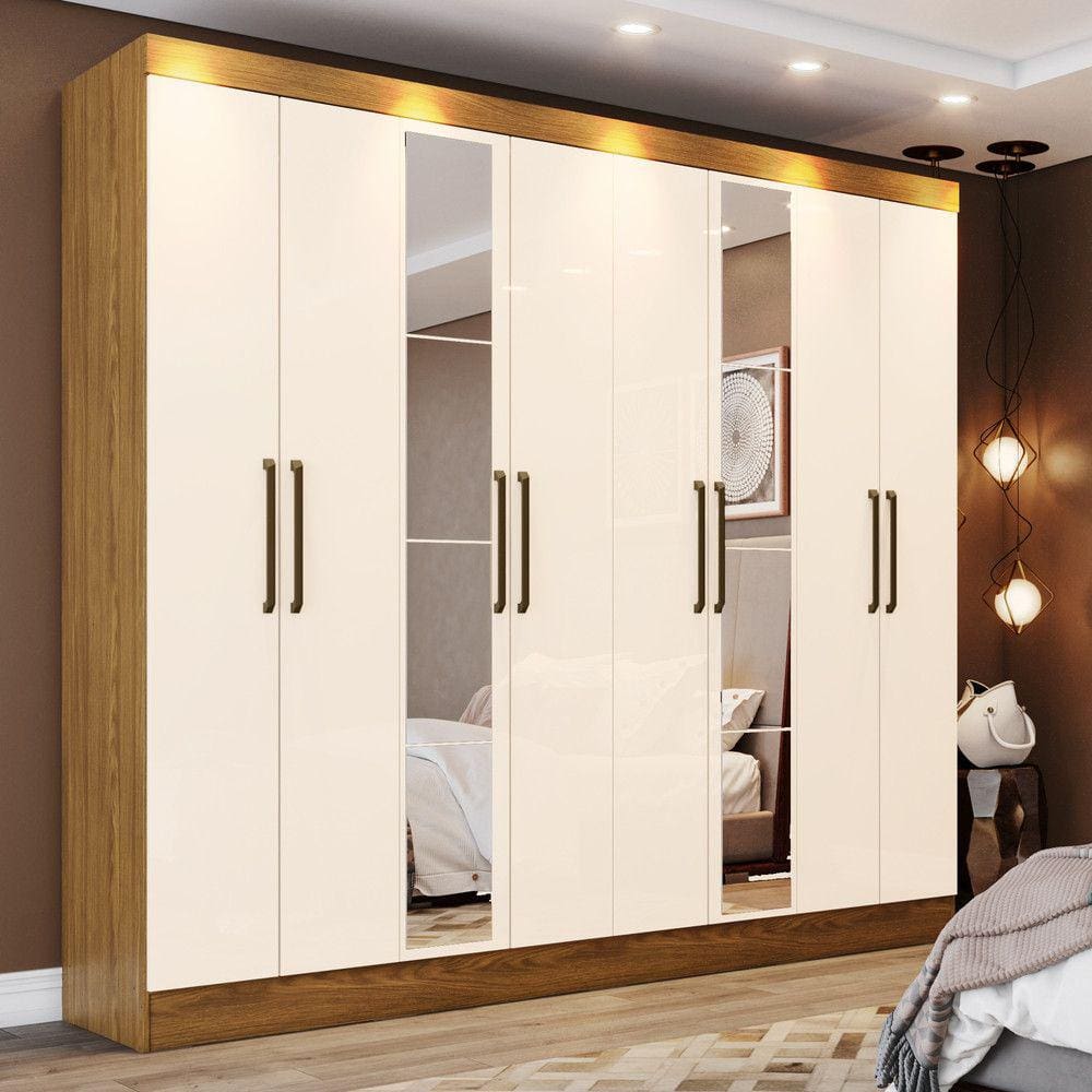 Guarda Roupa Casal 08 Portas 4 Gavetas com Espelho Mabilu Casa 812