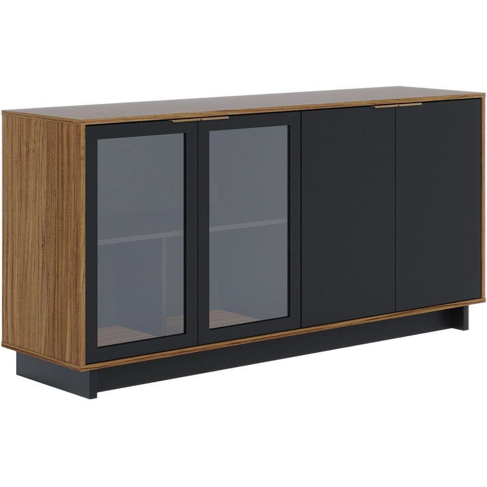 Buffet Bancada 160 cm 4 Portas V1524 Noce Milano Preto CLB