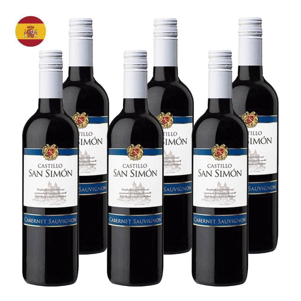 Kit 6 Vinhos Castillo San Simón Cabernet Sauvignon Tinto Espanha 750ml