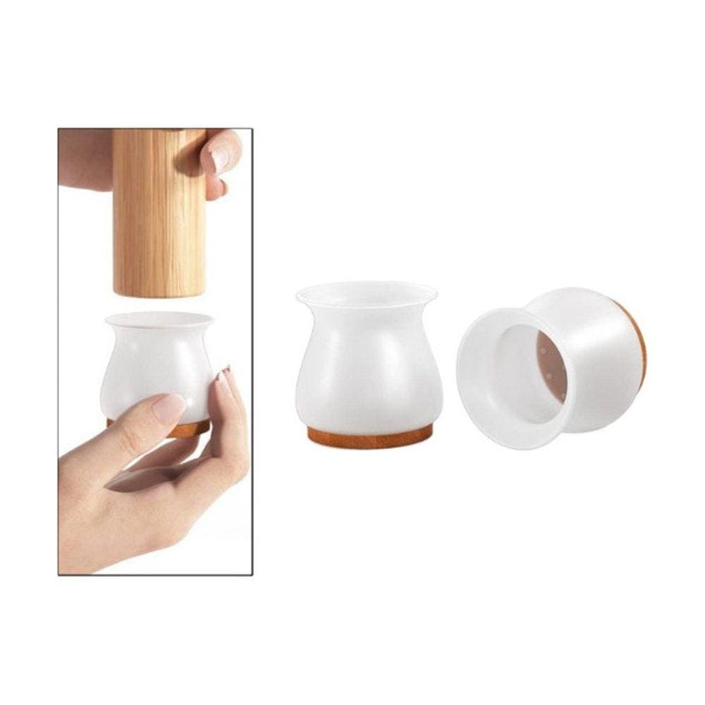 Kit 4 Protetores Pé De Cadeira Silicone Com Feltro Móveis